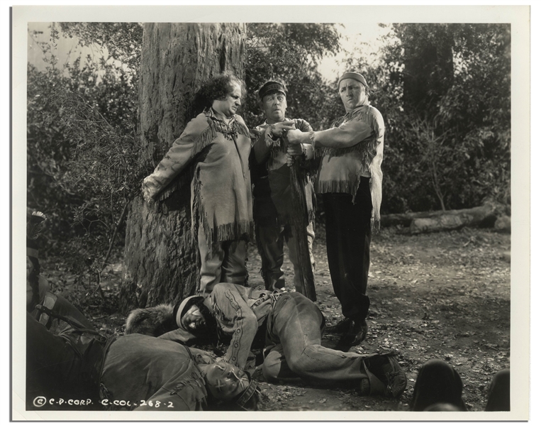 10 x 8 Glossy Photo From the 1936 Three Stooges Film Whoops I'm an Indian -- Very Good Condition